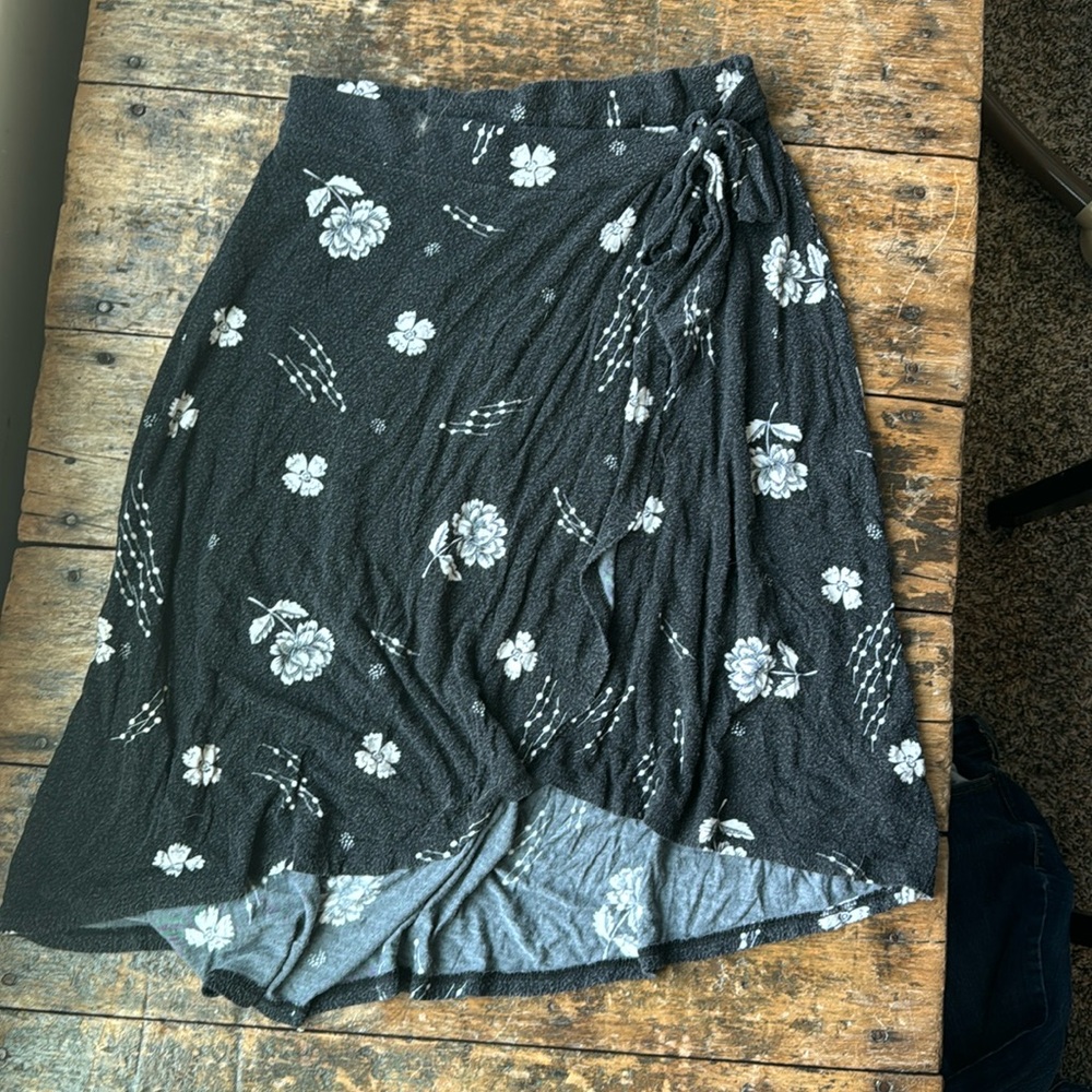 Black Skirt with White Flowers
